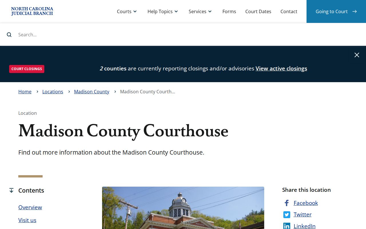 Madison County temporary courthouse location notice